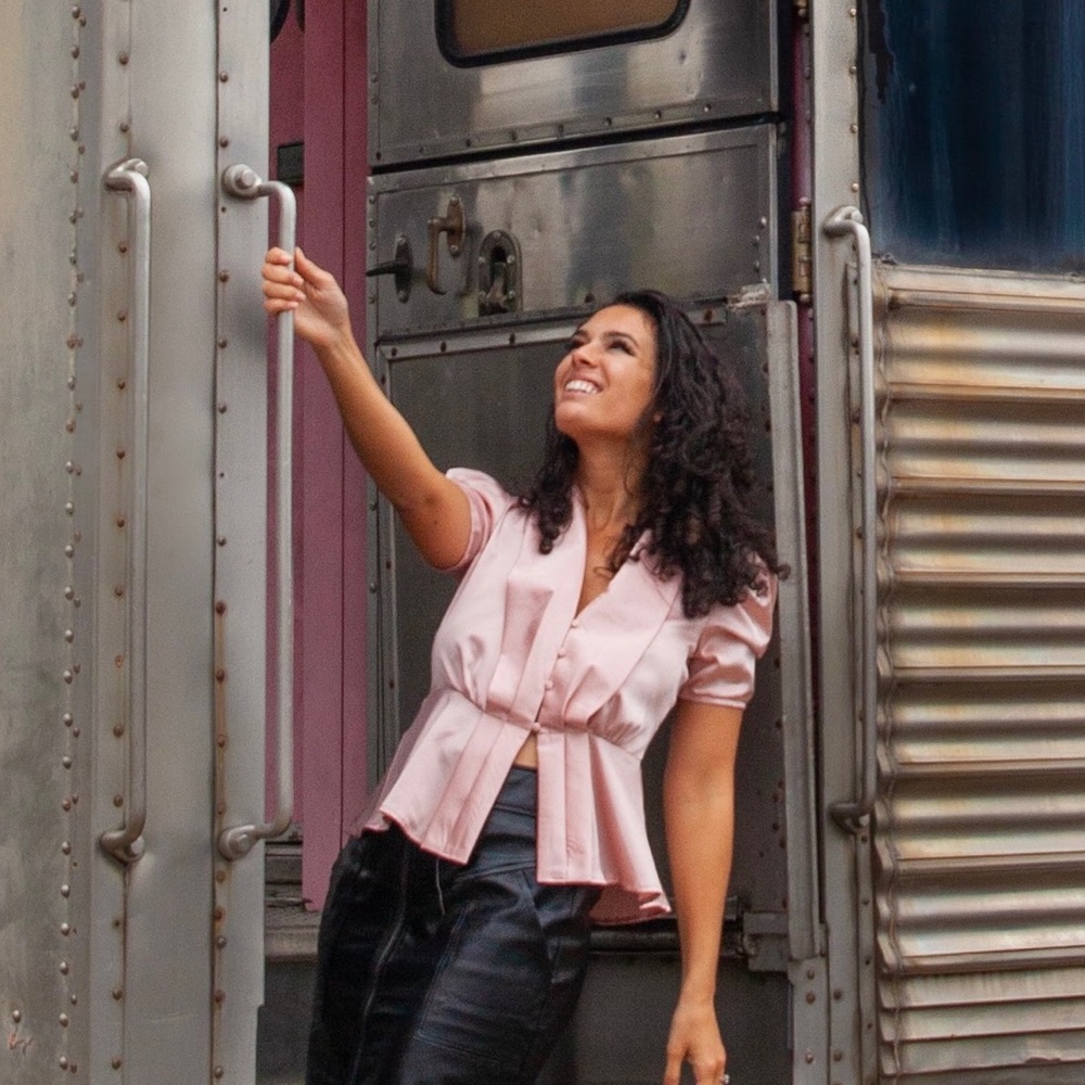 Pink button up peplum top